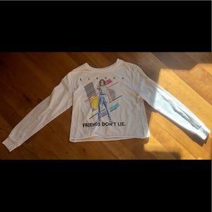 White Stranger Things Crop Top Long Sleeve (M)